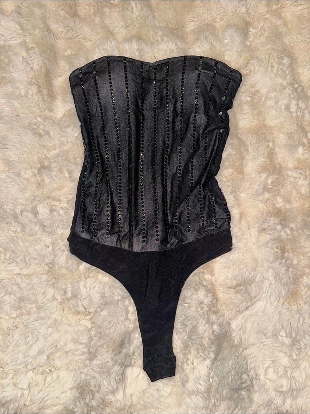 Charlotte Russe Black Striped Bodysuit Size Small
